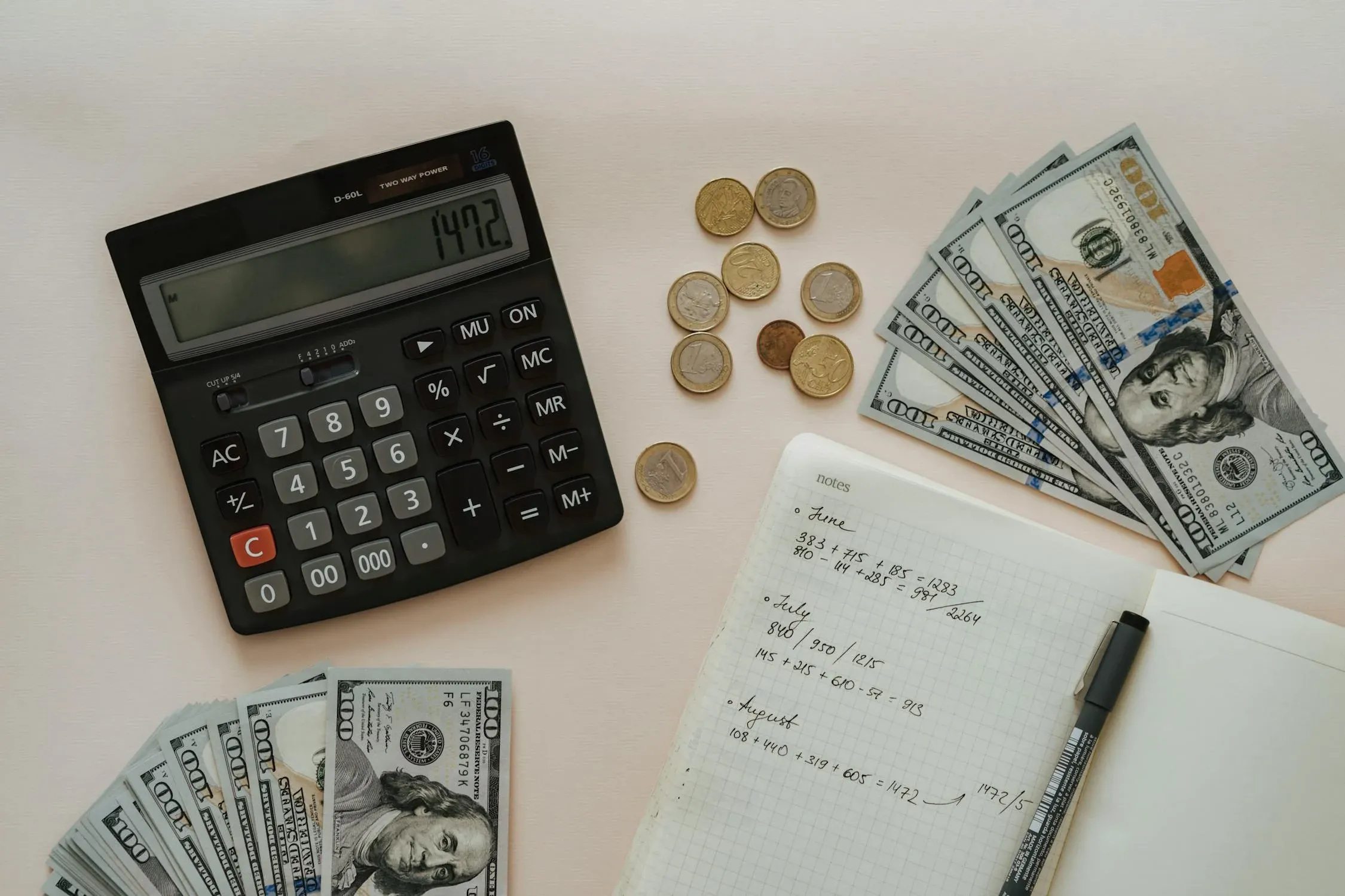 Header image showing a calculator and money