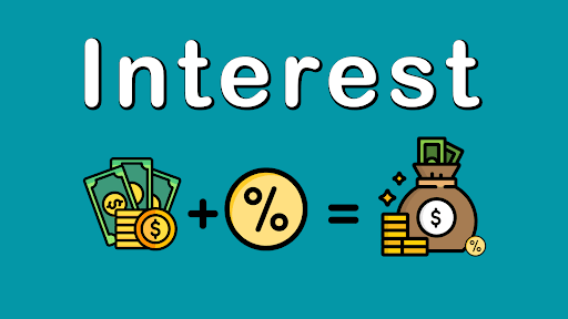 Header image, showing the word interest and images of money